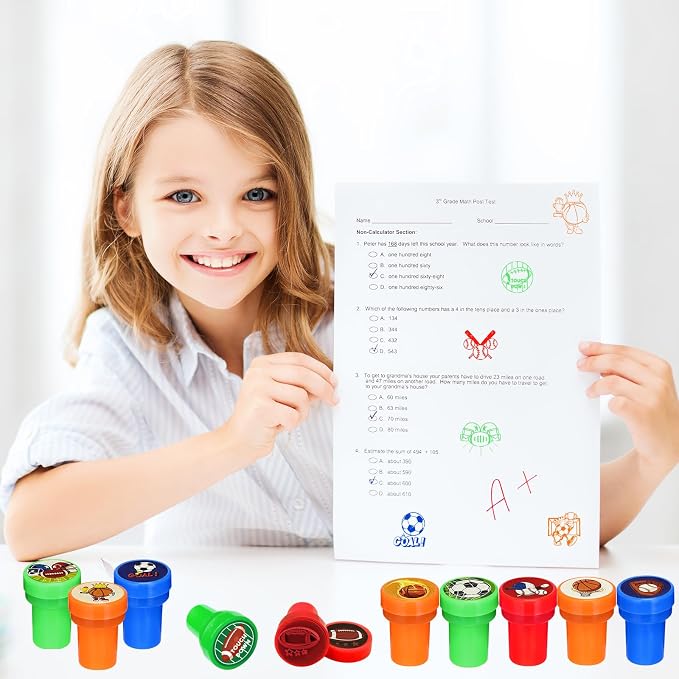 Cinrobiye 24 Pcs Sports Themed Stampers for Kids，Pre-Inked Football Basketball Baseball Soccer Stamps for Birthday Party Favors Classroom Rewards Goodie Bag Fillers Sports Party Supplies - Image 7