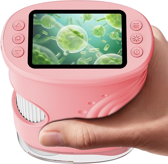 4K 1000X Handheld Digital Microscope for Kids with 2.0" IPS Screen(Pink) by ASPOVENTOYS