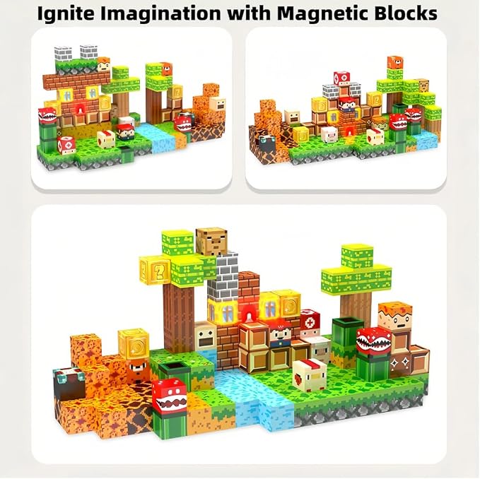 137 Pcs Magnetic Building Blocks, Enhance STEM Learning,Creative Play & Logical Thinking,Durable&Vibrant Color with Light Up Blocks,Ideal for Classroom&Screen-Free Entertainment (Wonderful Adventure) - Image 5