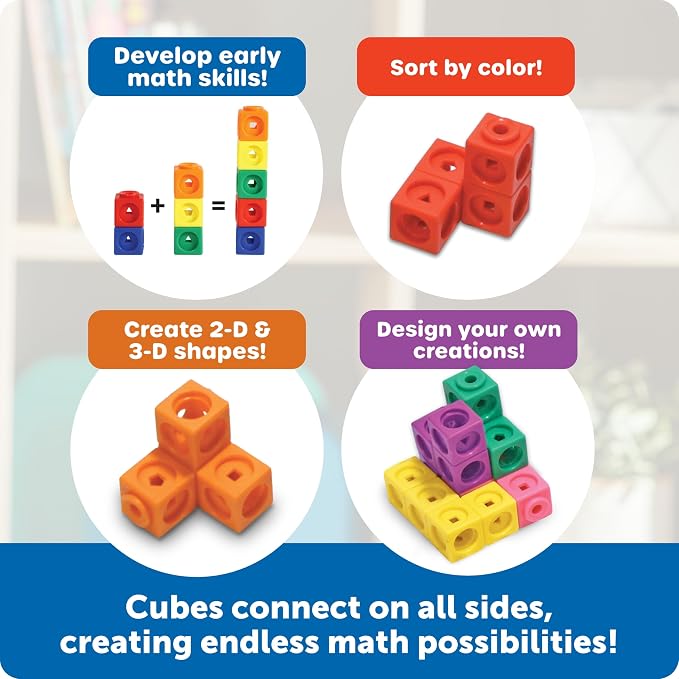 Learning Resources MathLink Cubes - Set of 100 Cubes, Ages 5+ Kindergarten, STEM Activities, Math Manipulatives, Homeschool Supplies, Teacher Supplies - Image 4