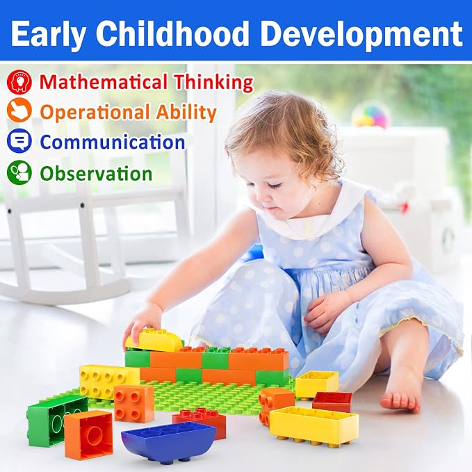 Big Building Blocks for Toddlers Kids Age 2-5, 150 PCS Set with Baseplate - Image 5