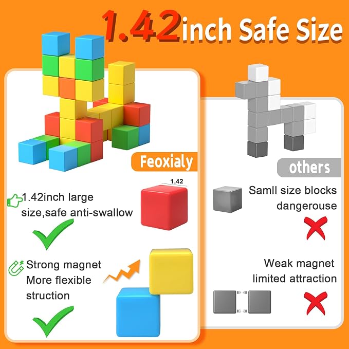 Feoxialy Magnetic Blocks,1.42IN 32pcs Large Magnet Building Block for Kids - Image 2