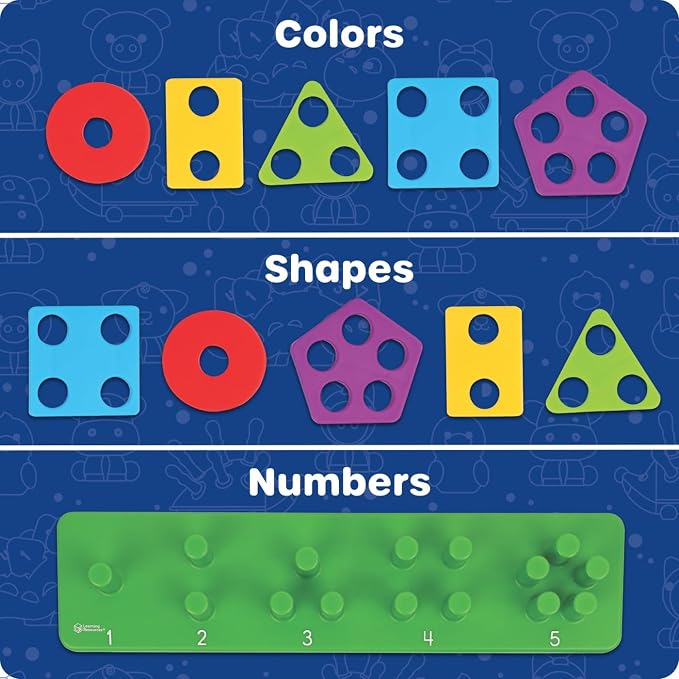Learning Resources Stacking Shapes Garden, Fine Motor Skills, Stacking and Sorting Puzzle Board, Montessori Toddler Sensory Table Toys, Color Matching, Busy Board, Boy and Girl Gifts - Image 4