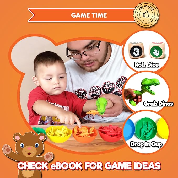 Stomp & Roar Dinosaurs - Sort, Count, Match & Play with 54pc, Dice + eBook - Image 3