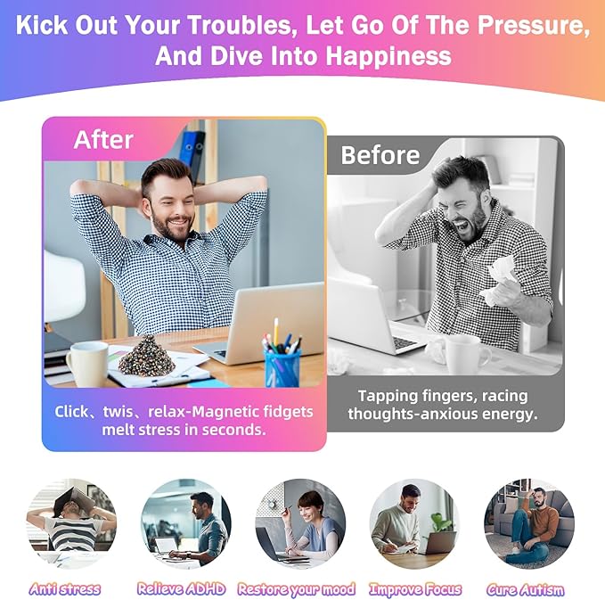 550pcs Desk Fidget Toys for Adults,Stress & Anxiety Relief, Sensory Fidget Toys for Office, ADHD, Autism,Ideal Gift (Colorful)