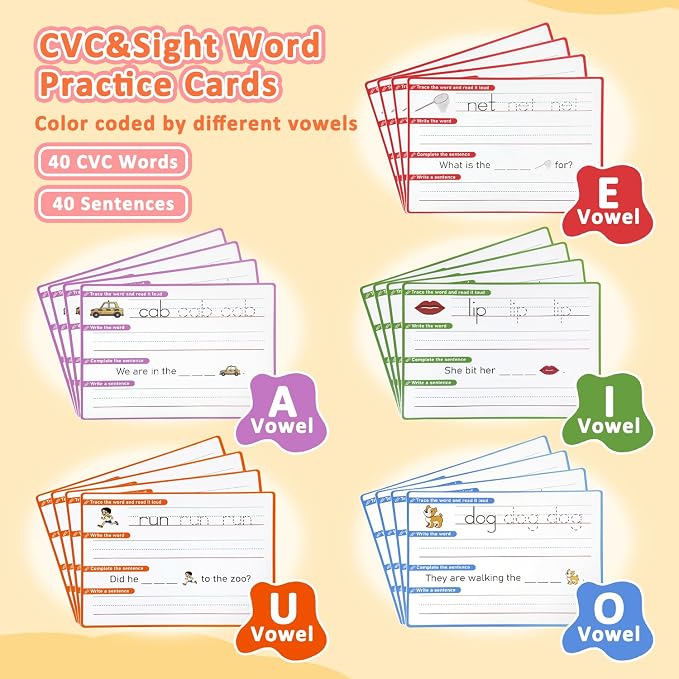 CVC Word Games & Sentence Building for Kids - Handwriting Practice, Phonics Flash Cards, Sight Word Tracing for Pre-K, Kindergarten & Homeschool Learning Activities - Image 2