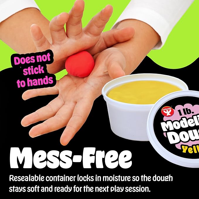 Hygloss Play Modeling Dough for Kids – Safe & Non-Toxic Sensory Dough for Arts and Crafts – 1 lb Tub – Play Clay for Toddler Activities, Preschool Classroom Must-Haves – 12 Assorted Colors, Unscented