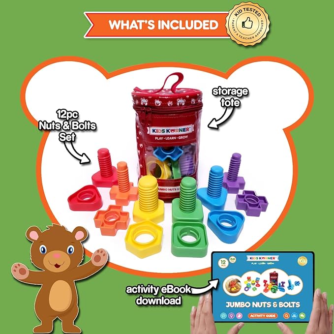 Twist & Turn Nuts n Bolts - Sort, Count, Match & Play with 12pc + eBook - Image 2