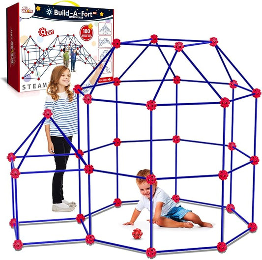 OleFun 180 Pack Fort Building Kits for Kids 4, 5, 6, 7, 8+ Year Old Boys & Girls, Creative STEM Building Toys for DIY Castles, Tunnels, Play Tent, Ideal Gifts for Aged 5-8 by OleFun