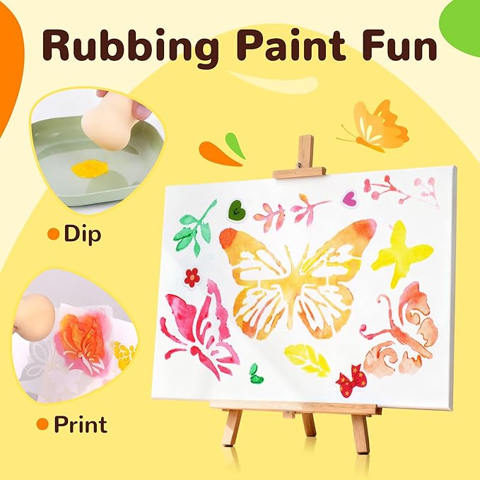 YPLUS Rainbow Scratch Art for Kids, Creative Squeegee Painting Kits, DIY Rainbow Scratch Paper, Magic Kids Crafts with Rubbing Game Birthday Gifts for 6 7 8 9 10 Year Old Girls Boys