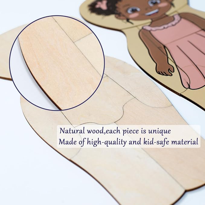 My Body Parts Puzzle for Toddlers Kids African Girl Montessori Wooden Anatomy Puzzle 3-5 Years Old Preschool Learning Game Human Body Cognitive Toys - Image 3