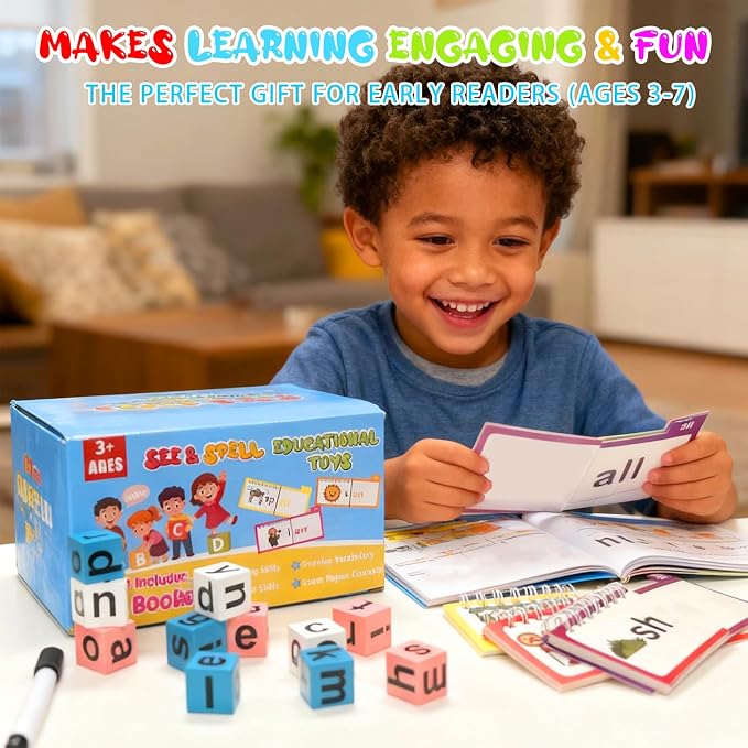 30 Word Family Flip Books, 3-in-1 Read and Rhyme Flip Activity Book Set, ABC Vocabulary Flash Cards, Sight Words Flashcards, Learn to Read Phonics Cards for Kindergarten, Homeschool Supplies - Image 6