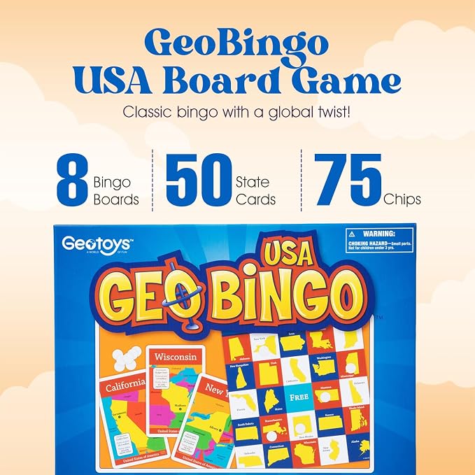USA Bingo for Kids Ages 4 and Up, Geography Game for Home, School or Camp - Image 2