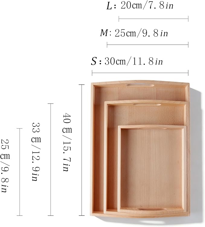Premium Montessori Wooden Trays Set of 3- Solid Beechwood Wooden Working Trays with Handles for Classroom, Kids Dining & Toy Storage, Toddler Learning Tools, Sensory Bins & Home Organization - Image 5