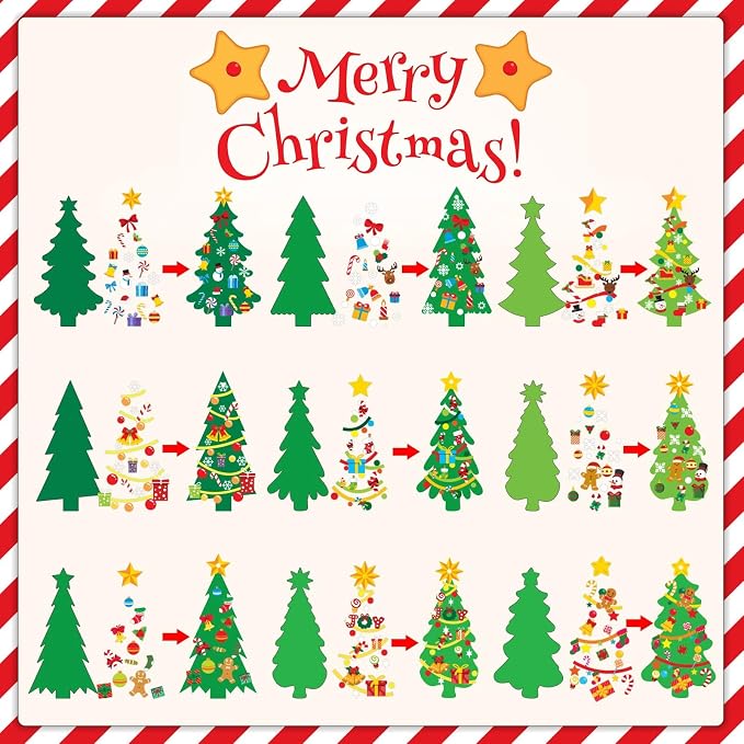 chiazllta 945Pcs DIY Christmas Tree Craft Kit Kids Holiday Art Making Craft with Stickers, Make Your Own Christmas Bookmark Xmas Party Favor Decoration Home Classroom Game Activities - Image 3
