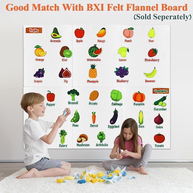 BXI 30 Pcs Vegetables & Fruits Felt Board Story Pieces Set for Toddlers, Preschool & Kindergarten, Precut Felt Marine Life Figures for Preschool Crafts Activity Early Learning Storytelling - Image 3
