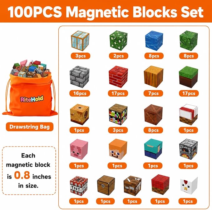 Magnetic Blocks for Kids Ages 3-8, 100PCS STEM Magnetic Building Cubes, Montessori Construction Toys for Boys Girls, Creative Educational Building Set, Birthday - Image 7