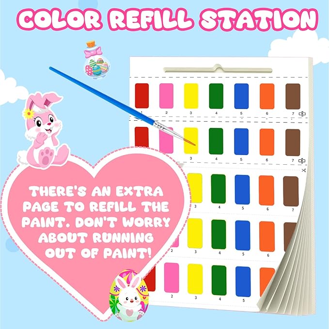 Paint with Water Coloring Books for Kids Toddlers 1-3 Mess Free Watercolor Painting Book Kits Arts and Crafts for Kids 2-4 4-6 Travel Activities Birthday Christmas Stocking Stuffers Toy Gift (Easter)