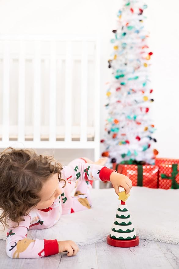 Pearhead Wooden Christmas Tree Stacking Toy Set, Holiday Toys for Toddlers - Image 10