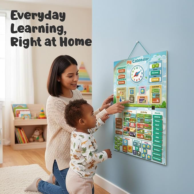 inamio Magnetic Kids Calendar for Learning - Classroom, Preschool Calendar for Kids and Toddlers - Days of the Week Chart - Today, Months and Weather - Image 8