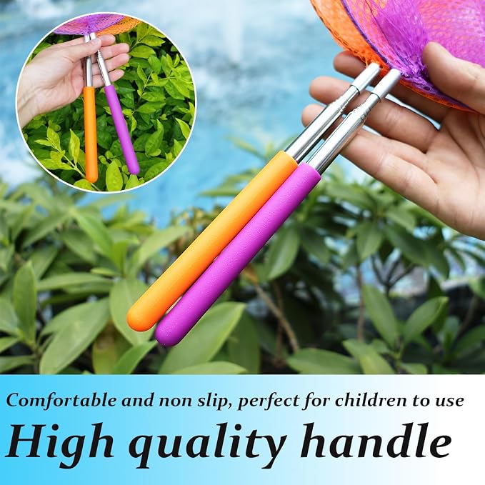 2 Pack Insect Catching Nets, Telescopic Stainless Steel Pole, Fishing Nets,Butterfly Nets, Nature Exploration Toys for Kids Outdoor Playing - Image 4