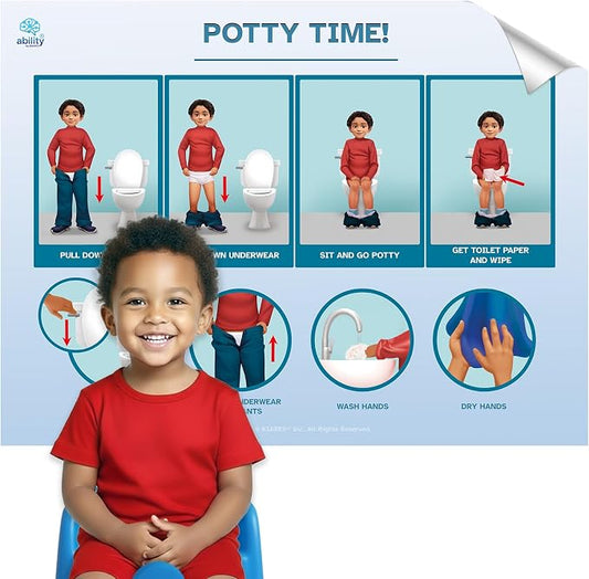 KIARES Potty Training Chart for Toddlers, Visual Bathroom Routine Poster for Kids, Helps Children Gain Independence & Confidence, Toilet Training (Biracial Boy) by Kiares