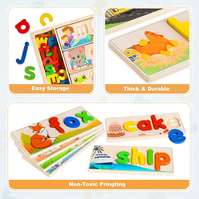 Learning Toys for 3 Year Old, Alphabet Puzzle Spelling Games Preschool - Image 4