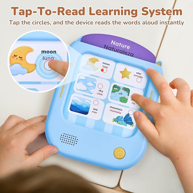 JoyCat Bilingual Kids Learning Tablet, 106 Spanish-English Talking Cards - Image 2