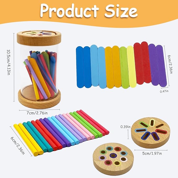 Montessori Shape & Color Sorting Montessori Toys for Toddlers 3, Wooden Fine Motor Skills Sensory Toy Preschool Learning Toys Travel Gift for Boys and Girls (Acrylic Set) - Image 6
