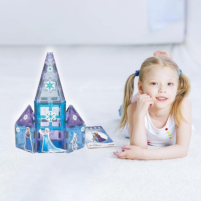 Tytan Toys Disney Frozen Magnetic Tiles Princess Castle - 20-Piece STEAM Building Set with Glitter Tiles & Elsa, Anna, Olaf Stickers - Educational Frozen Toys for Girls Age 3-4+ - Image 5