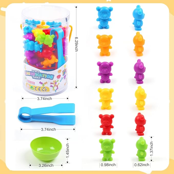 UNIQUE KIDS Counting Matching Game with Sorting Cups, Color Classification and Sensory Training Educational Learning Toys Set Gift for Toddlers Preschool Ages 3 Years and up - Image 5