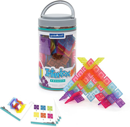 Guidecraft Interlox Squares - 96 Piece Set Interlocking Construction Toy, Creative Building - Educational STEM Construction Toy for Kids by Unknown