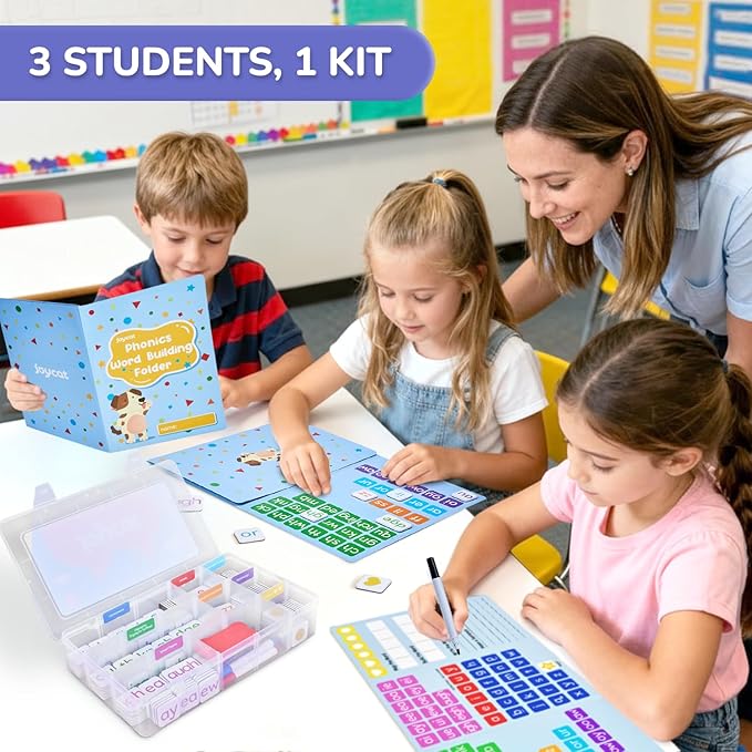 JoyCat 265 Phonics Magnetic Letter Tiles, with 3 Word Building Folder - Image 9