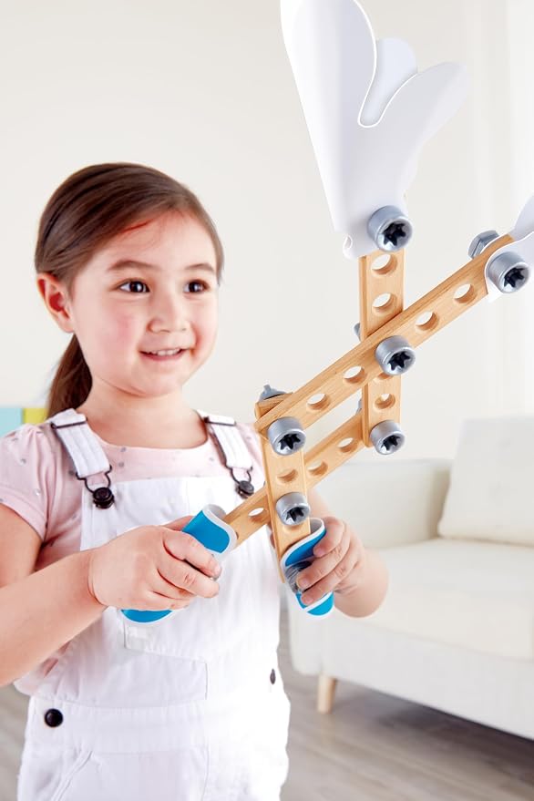 Hape Three Experiment Kit | Junior Inventor Kids Physics Mechanical Crane, Grabber & Climbing Frog Play Set for Children Aged Four & Up - Image 5