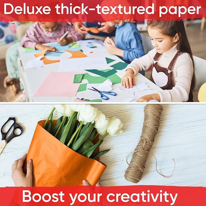 USA Made 18" x 1200" Orange Kraft Paper Roll, 45 lbs Thickness, American Quality Colored Kraft Paper for School, Bulletin Board for Kids - Odorless, Non-Toxic, Safe