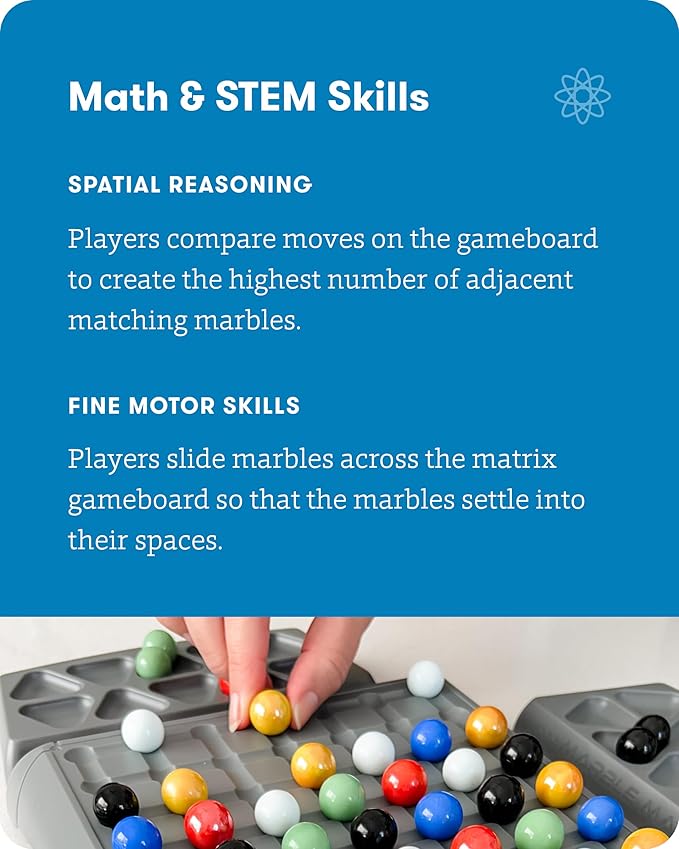 SimplyFun Marble Matrix - Marble Game to Practice Fine Motor Skills and Critical Thinking - Educational Game for Kids Ages 7 & Up - 2 to 4 Players
