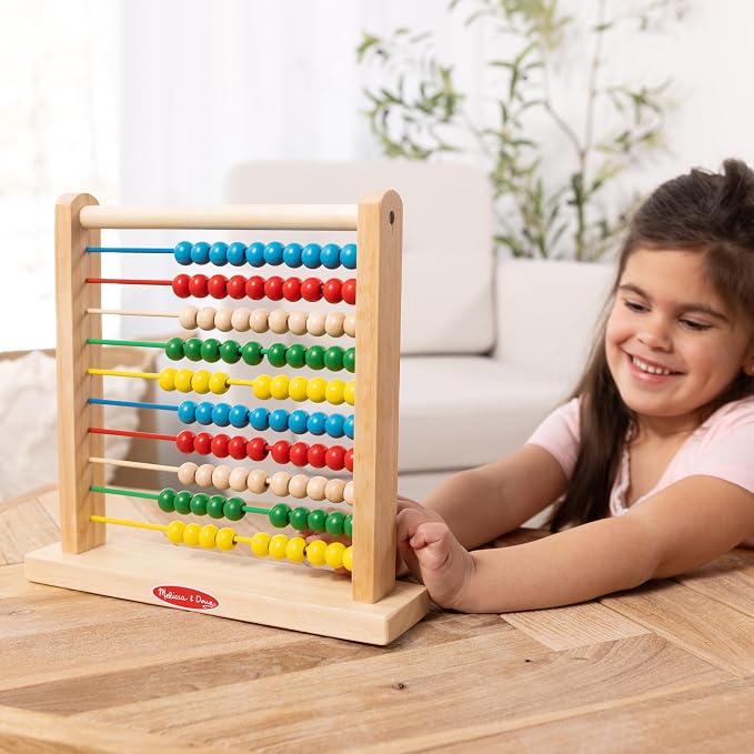 Melissa & Doug Abacus Classic Wooden Toy with 100 Beads - Preschool Learning Activities and Math Games for Kids, Homeschool Essentials for Ages 3+ - Image 8