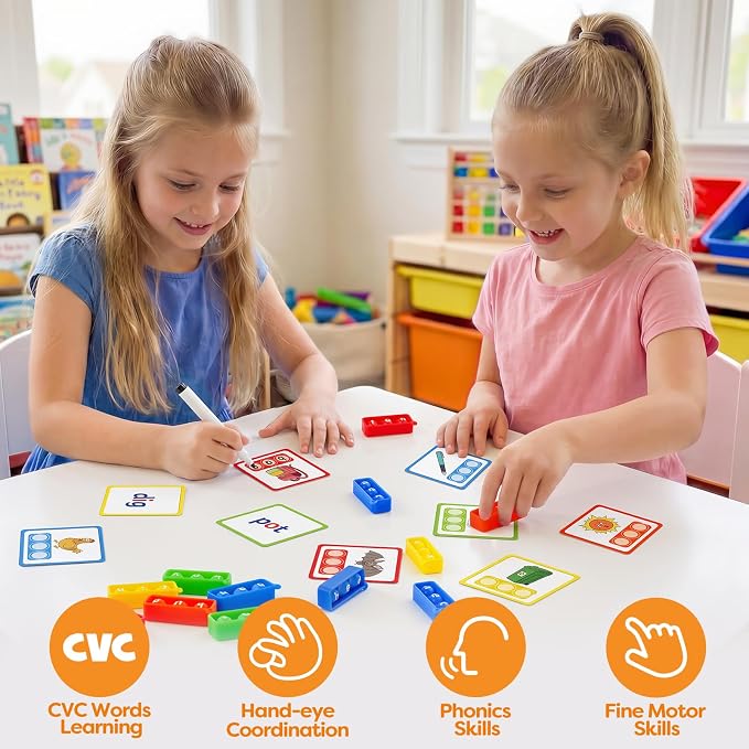 Aizweb CVC Word Games Kindergarten,Phonics Games for Kids Ages 3-8,CVC Flashcards for Preschool Special Education Classroom Supplies,Reading&Spelling Activity Phonics Manipulatives for Kids - Image 7