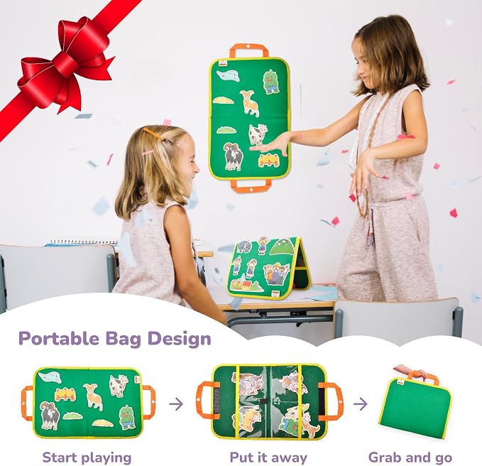 CHEFAN Felt/Flannel Board Story Set of 4, PRECUT Felt Pieces for Preschool Toddlers, Stone Soup, The Three Billy Goats Gruff, Jack and Beanstalk, The Boy Who Cried Wolf - Image 6