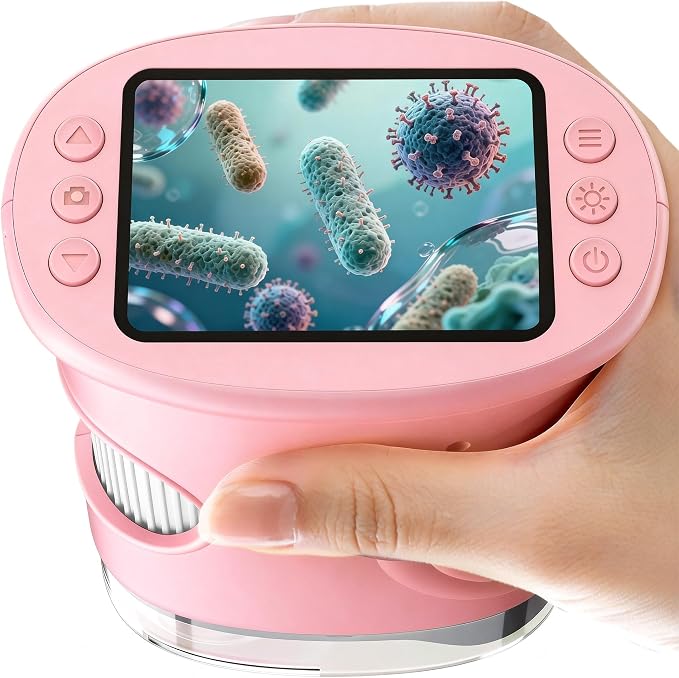 1000X Handheld Digital Microscope for Kids: Pocket Microscope with 2.0" IPS Screen - STEM Toys Birthday Gifts for Girls Boys - Portable Edu Science Kits Toddler Age 3-6 6-12 Pink by BMDSAE