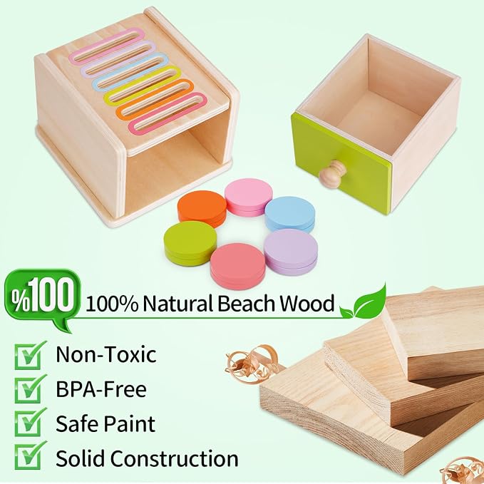 FCSONU Toddlers Montessori Coin Box Toys for 1 2 3 Year Old Boys Girls Baby - Image 8