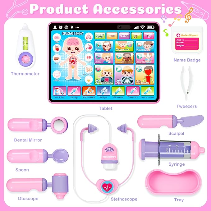 Toidgy Learning Toys Tablet with Music & Sound, Speech Therapy Toys for Toddlers Age 1, 2, 3, Montessori Toys Christmas Birthday Gifts for Girls, Boys, Baby 12-18 Months, Doctors Pretend Playset - Image 5