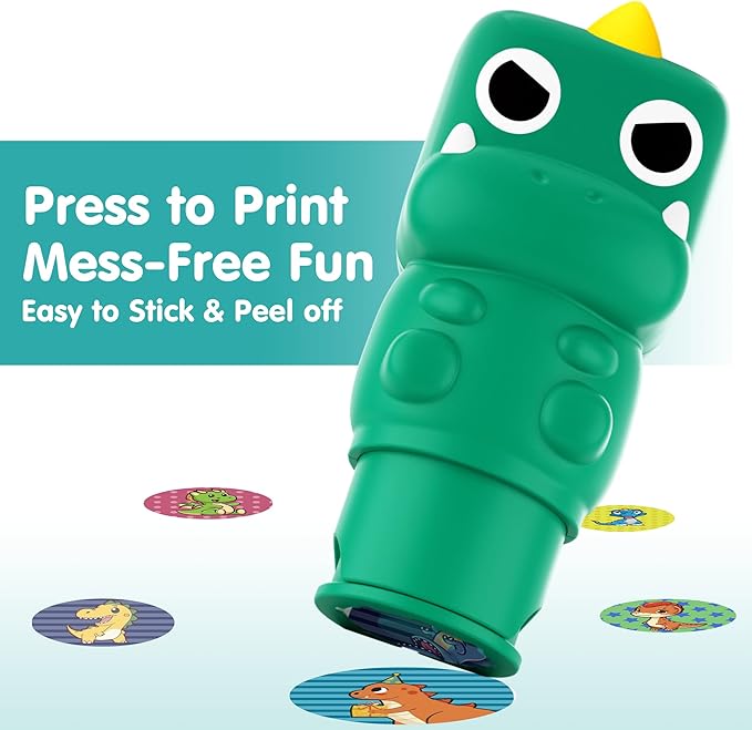 iPlay, iLearn Kid Dinosaur Sticker Stamp Activity Set - 400+ Stickers 18-Page Activity Book, Toddler Creative Mess-Free Art Craft Educational Travel Toy Birthday Stocking Gift 3 4 5 6 Yr Old Girl Boy