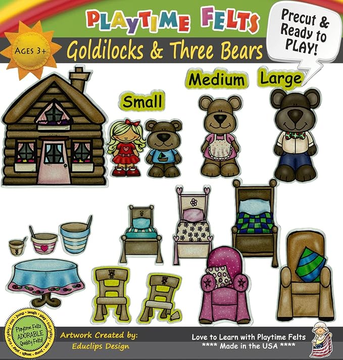 Goldilocks and Three Bears Felt Story Set | 19 PRECUT & Ready to Play Colorful & Durable Felt Pieces for Toddlers, Preschool & Kindergarten | Reusable Felt Board Stories - Image 2