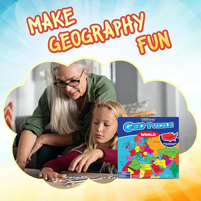 GeoPuzzle World Jigsaw Puzzles, 68 Pc Map Puzzle for Kids Ages 6 & Up - Image 3