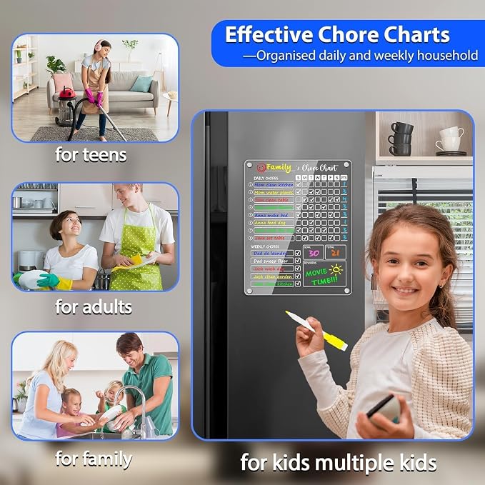 PigPotParty Acrylic Magnetic Chore Chart for Kids, 12x9.5 Inch, 2 Pack - Image 7