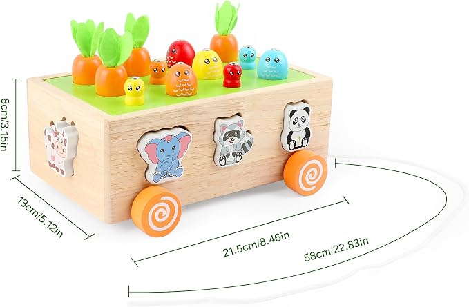 Montessori Wooden Pull Along Toy, Shape Sorting Educational Game for Toddlers 1-3 Years Old. Perfect First Birthday Gift for Baby Boys Girls, Preschool Learning Toy Develops Fine Motor Skills - Image 4