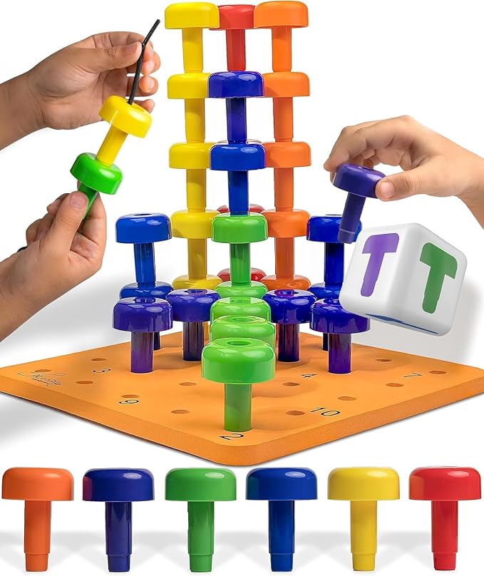 Skoolzy Montessori Sensory Pegboard, 33 Pc, STEM Learning, Ages 2+ by Skoolzy