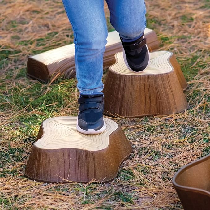 Kaplan Early Learning Timber Trail Stepping Logs Set - 16-Piece Balance and Sensory Play for Toddlers - Indoor & Outdoor Gross Motor Activity Toy for Ages 18+ Months