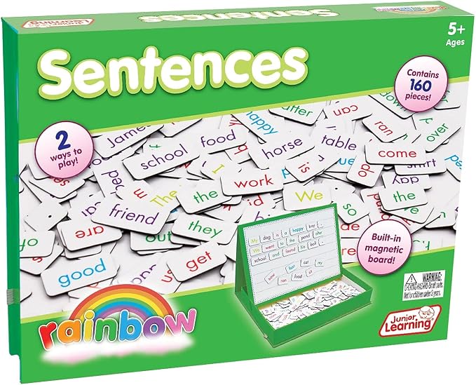 Junior Learning Rainbow Sentences, 160 Pieces, Cardboard, Magnetic by JuniorLearning